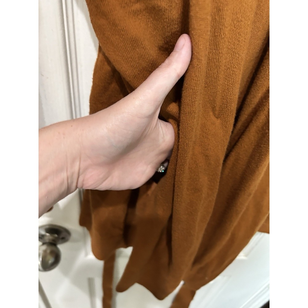 Lululemon Cotton Cashmere Knit Wrap Sweater Cardigan Butternut Brown Belted 10 - Picture 7 of 8